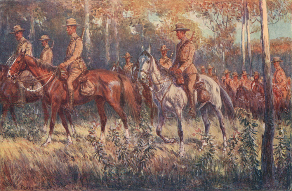 'Citizen soldiers, Australia' by Percy Spence. Australia 1910 print